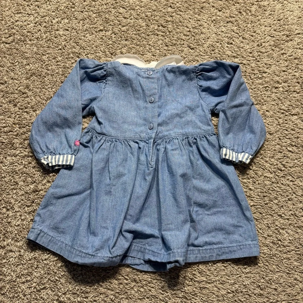 Oshkosh vintage 24 month dress 90s girl toddler blue lace Peter Pan collar